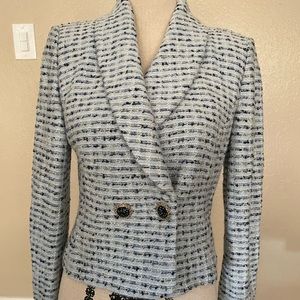 St John Couture Marie Gray Blue Tweed Jacket
